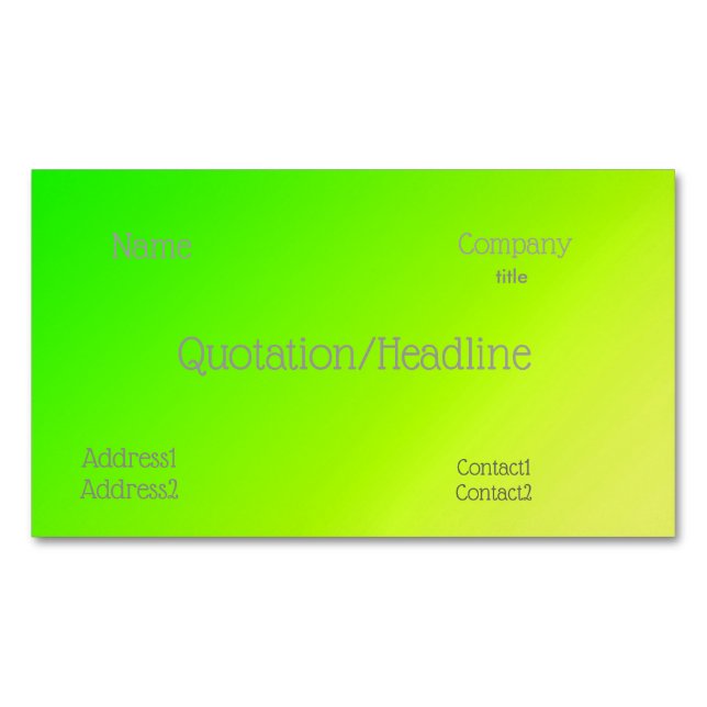 Tarjeta De Visita Magnética gradiente verde-amarillo fluorescente (Anverso)
