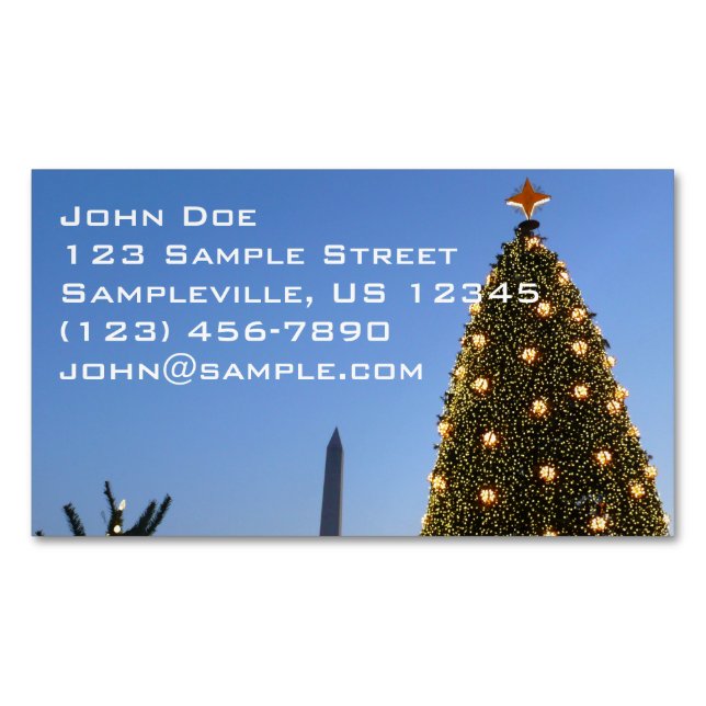 Tarjeta De Visita Magnética Grandes y pequeños árboles de Navidad en DC (Anverso)
