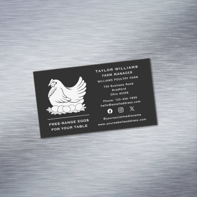 Tarjeta De Visita Magnética Granja de granjeros de granjas de huevos de pollo  (In Situ)