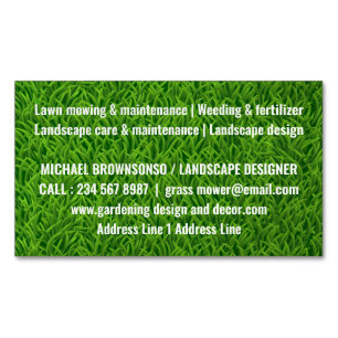 Tarjeta De Visita Magnética Grass Mower Green Grass Simple Grass Texturizado