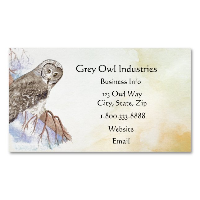 Tarjeta De Visita Magnética Gray Owstries Bird and Business Card (Anverso)