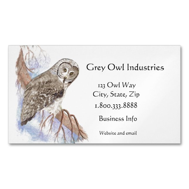 Tarjeta De Visita Magnética Gray Owstries Bird and Business Card (Anverso)