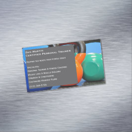 Tarjeta De Visita Magnética Gray Weights Gym Personal Trainer Fitness Center