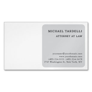 Tarjeta De Visita Magnética Gris Blanco Minimalista Clásico Profesional