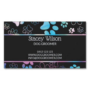 Tarjeta De Visita Magnética Groomer del Mascota de impresión de hojas de hueso