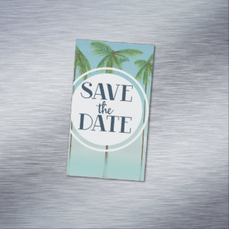 Tarjeta De Visita Magnética Guardar la fecha Palmas Tropicales Vintage