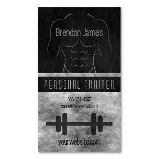 Tarjeta De Visita Magnética Guay Muscular Man Black Personal Trainer