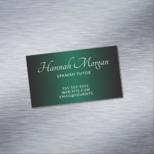 Tarjeta De Visita Magnética Guión elegante de color ocre verde de caza negro
