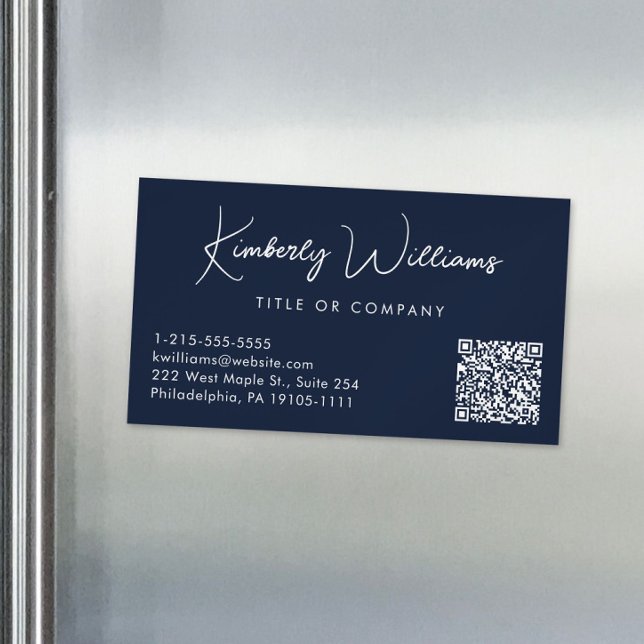 Tarjeta De Visita Magnética Guión mínimo Código QR Azul profesional (Subido por el creador)