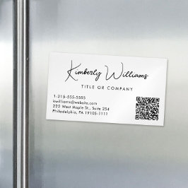 Tarjeta De Visita Magnética Guión mínimo Código QR Crema profesional