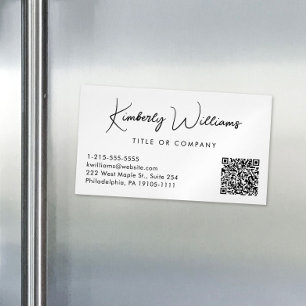 Tarjeta De Visita Magnética Guión mínimo Código QR Crema profesional