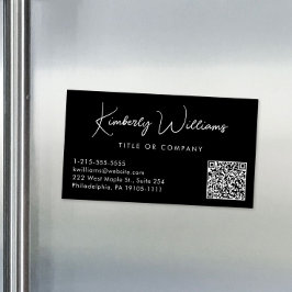 Tarjeta De Visita Magnética Guión mínimo Código QR Profesional Negro