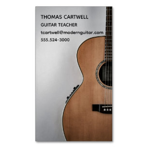 Tarjeta De Visita Magnética Guitar Teacher Music Lessons Moderno Photo