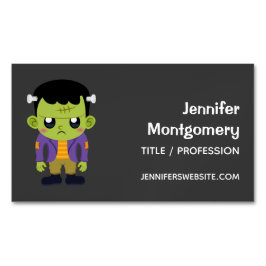 Tarjeta De Visita Magnética Halloween de Monstruo Frankenstein Verde