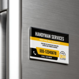 TARJETA DE VISITA MAGNÉTICA HANDYMAN FIX IT GUIÓN URGENTE REPARACIÓN AMARILLO 