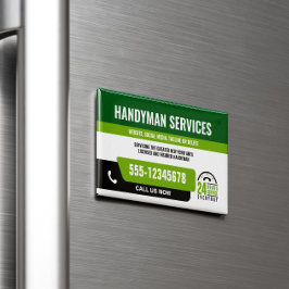TARJETA DE VISITA MAGNÉTICA HANDYMAN FIX IT GUY URGENTE REPARACIÓN VERDE NEGRO