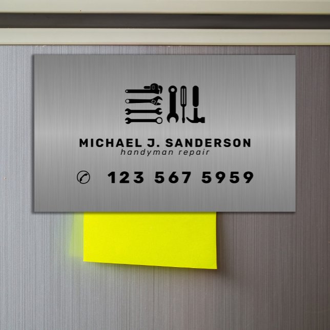 Tarjeta De Visita Magnética Handyman professional repair services metal (Subido por el creador)