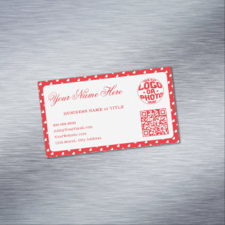 Tarjeta De Visita Magnética Hearts Happy Valentine’s Day Modern Love Pattern