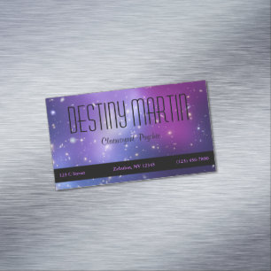 Tarjeta De Visita Magnética Hermoso Cósmico Metafísico Púrpura