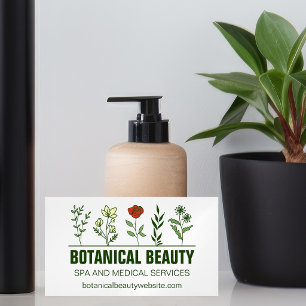 Tarjeta De Visita Magnética Hermoso Salón de Spa Botánico Verde Floral