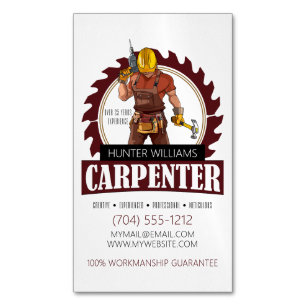Tarjeta De Visita Magnética Herramientas de carpintero rústico Woodworker