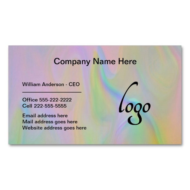 Tarjeta De Visita Magnética Holografía de FAUX profesional profesional minimal (Anverso)