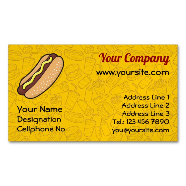 Tarjeta De Visita Magnética Hotdog (Anverso)