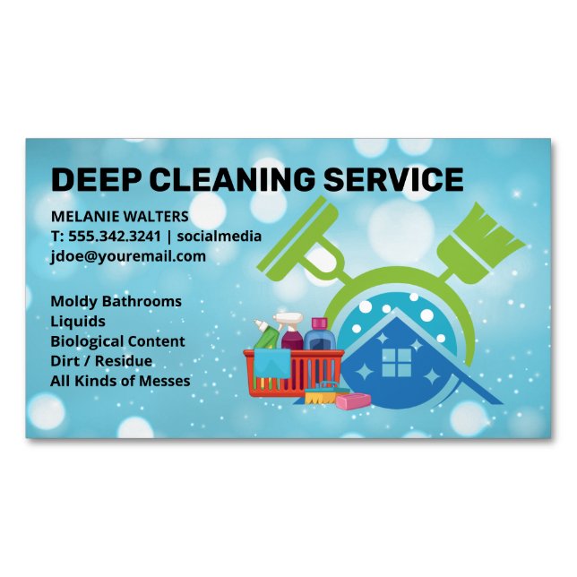 Tarjeta De Visita Magnética House Cleaning Services | Maid Cleaners (Anverso)