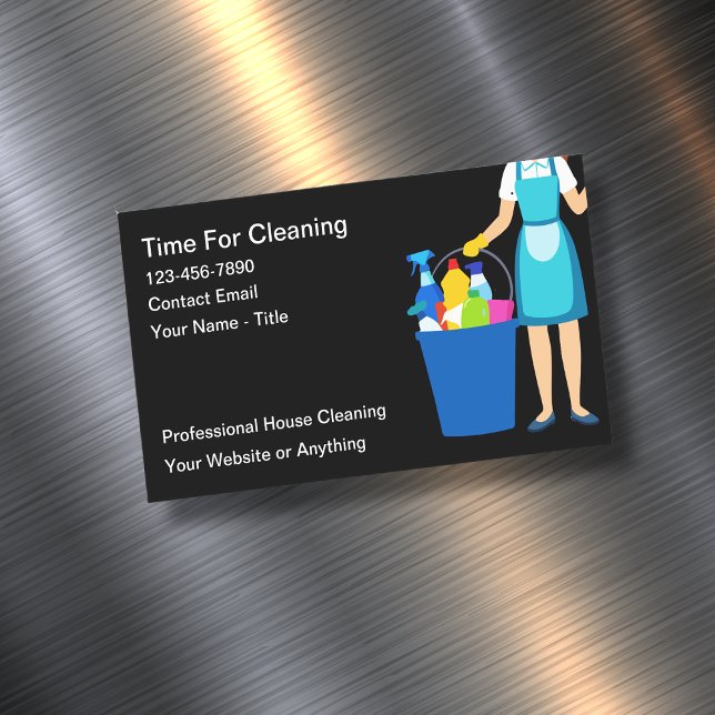 Tarjeta De Visita Magnética House Cleaning Simple Magnetic Business Cards New (Subido por el creador)