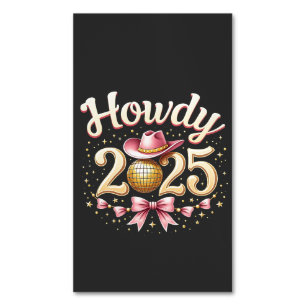 Tarjeta De Visita Magnética Howdy 2025 New Year Eve Cowboy Western
