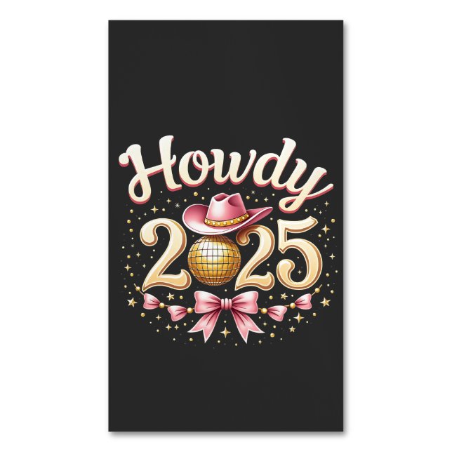 Tarjeta De Visita Magnética Howdy 2025 New Year Eve Cowboy Western (Frente vertical)