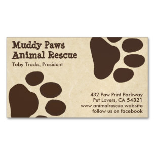 Tarjeta De Visita Magnética Huellas de Patas de Perro - Servicios para Mascota