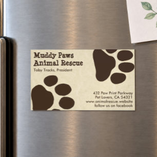 Tarjeta De Visita Magnética Huellas de Patas de Perro - Servicios para Mascota