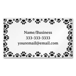 Tarjeta De Visita Magnética Huellas de perro con nombre personalizado