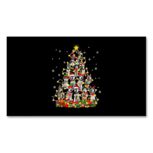 Tarjeta De Visita Magnética Husky  Divertidos Navidades Husky Santa Hat siberi