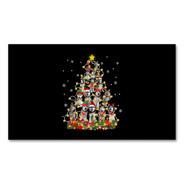 Tarjeta De Visita Magnética Husky | Divertidos Navidades siberianos Husky Sant (Anverso)