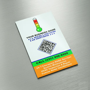 Tarjeta De Visita Magnética HVAC Calefacción y Aire Acondicionado Código QR
