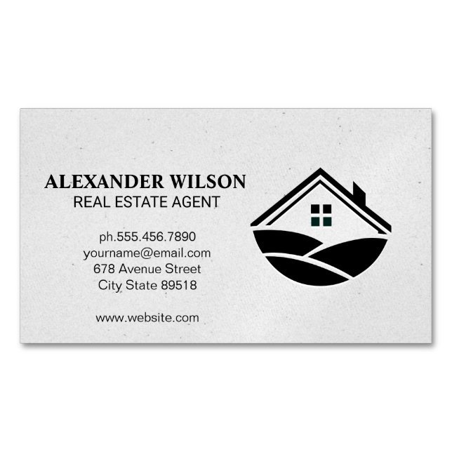 Tarjeta De Visita Magnética Icono de Hogar y Colinas (Anverso)