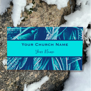 Tarjeta De Visita Magnética Iglesia cristiana Pastor Naturaleza turquesa moder