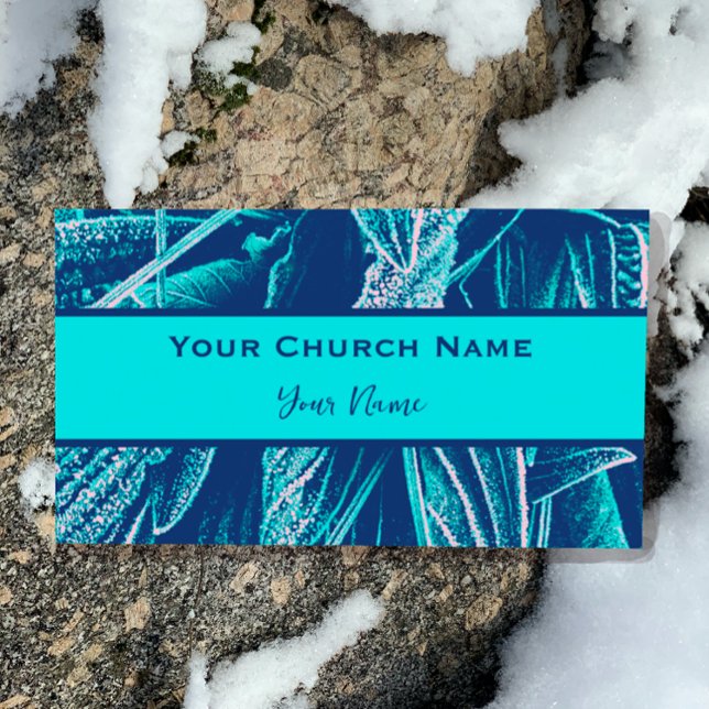 Tarjeta De Visita Magnética Iglesia cristiana Pastor Naturaleza turquesa moder (Personalize this original, cool, nature photograph design for your purposes.)