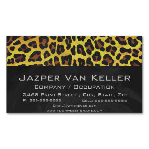 Tarjeta De Visita Magnética Impresión de leopardo marrón y amarillo