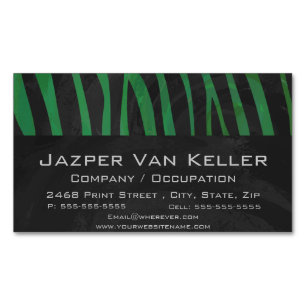 Tarjeta De Visita Magnética Impresión en negro y verde cebra