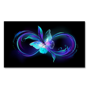 Tarjeta De Visita Magnética Infinito brillante con mariposa mágica