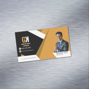 Tarjeta De Visita Magnética Inmobiliaria Negra y Oro