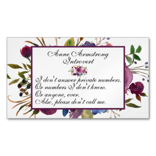 Tarjeta De Visita Magnética Inmoralidad Floral Introvertido
