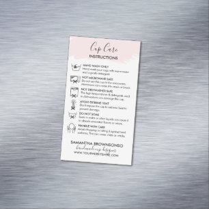 Tarjeta De Visita Magnética Instrucción de cuidado de taza rosa personalizable