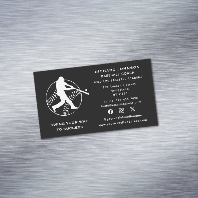 Tarjeta De Visita Magnética Instructor de Softbol de entrenador de béisbol en  (In Situ)