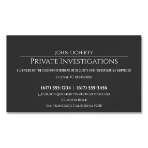 Tarjeta De Visita Magnética Investigaciones privadas   Detective Professional 