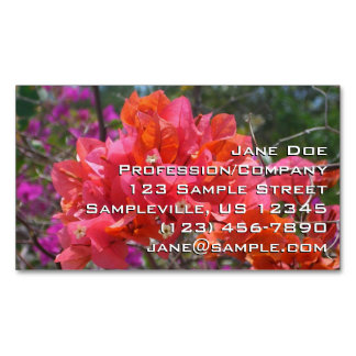 Tarjeta De Visita Magnética Isla Tropical Rosa Bougainvillea Floral
