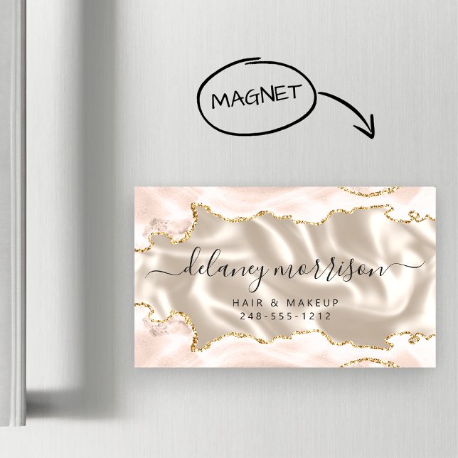 Tarjeta De Visita Magnética Ivory Agate Gold Glitter Luxury (Subido por el creador)